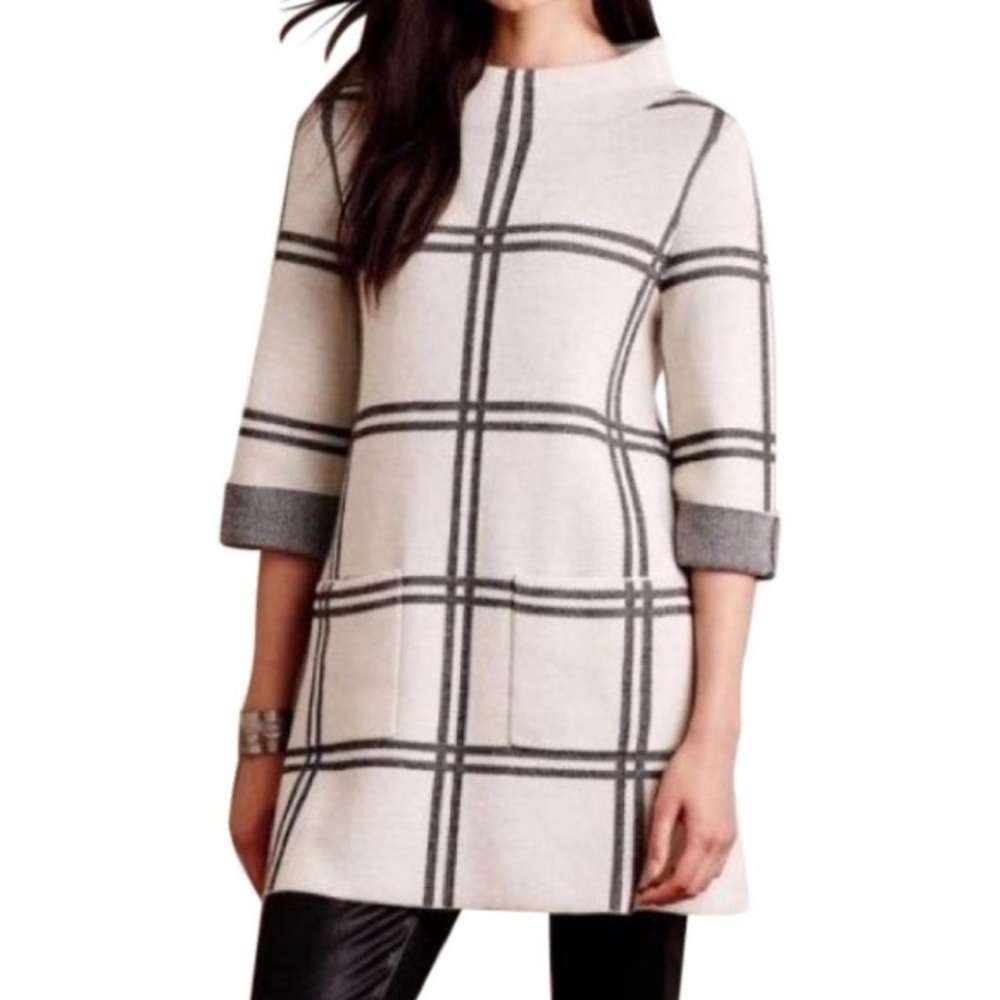 Anthropologie Moth Paned Tunic Sweater